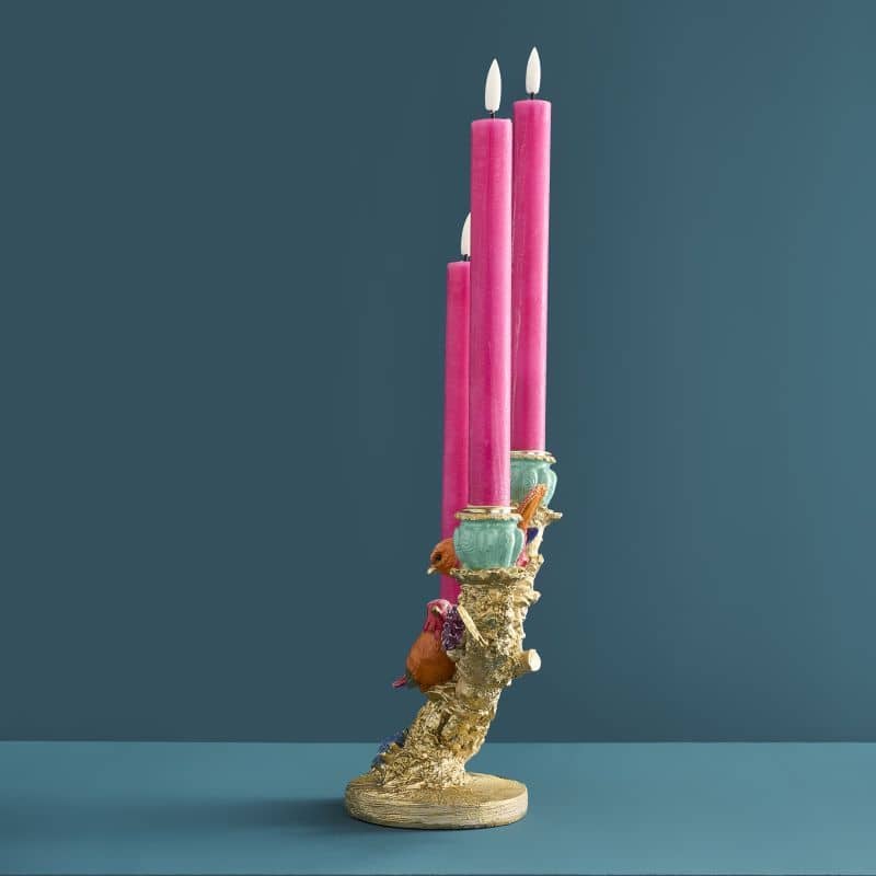 Candelabro Uccellino in poliresina, 22 x 12 x 20 cm