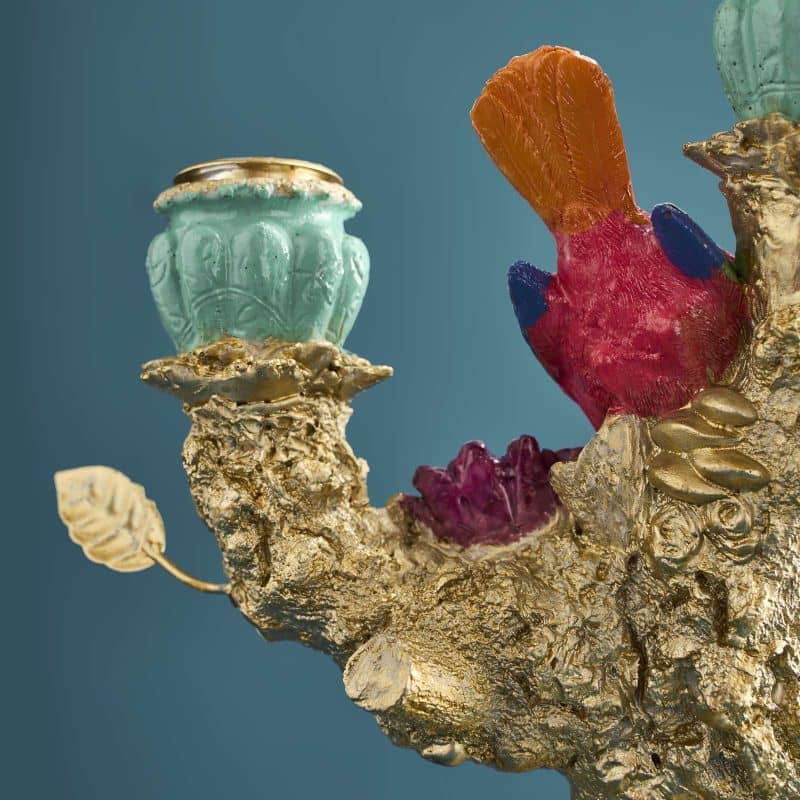 Candelabro Uccellino in poliresina, 22 x 12 x 20 cm