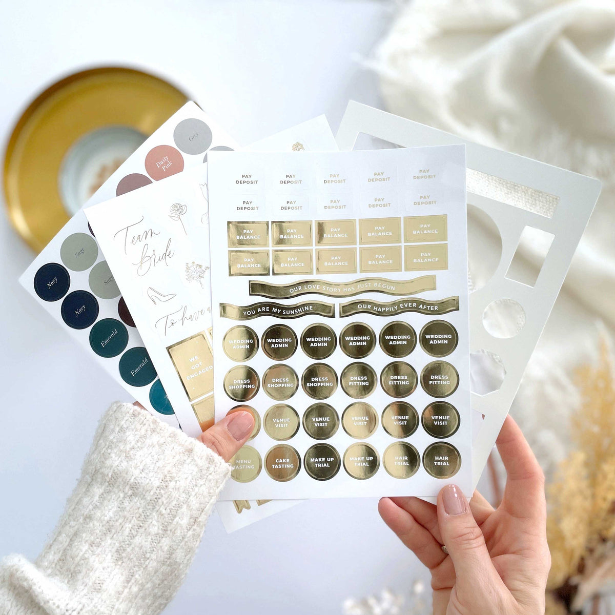 Planner di nozze di lusso Blush and Gold con dettagli in foglia oro