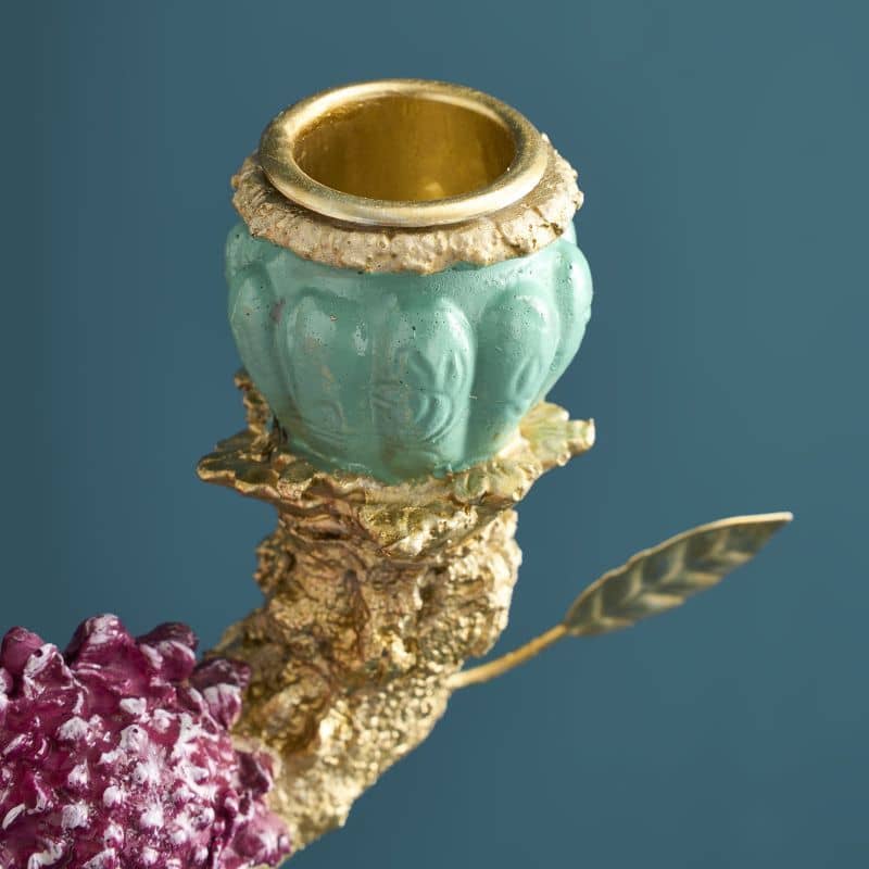 Candelabro Uccellino in poliresina, 22 x 12 x 20 cm