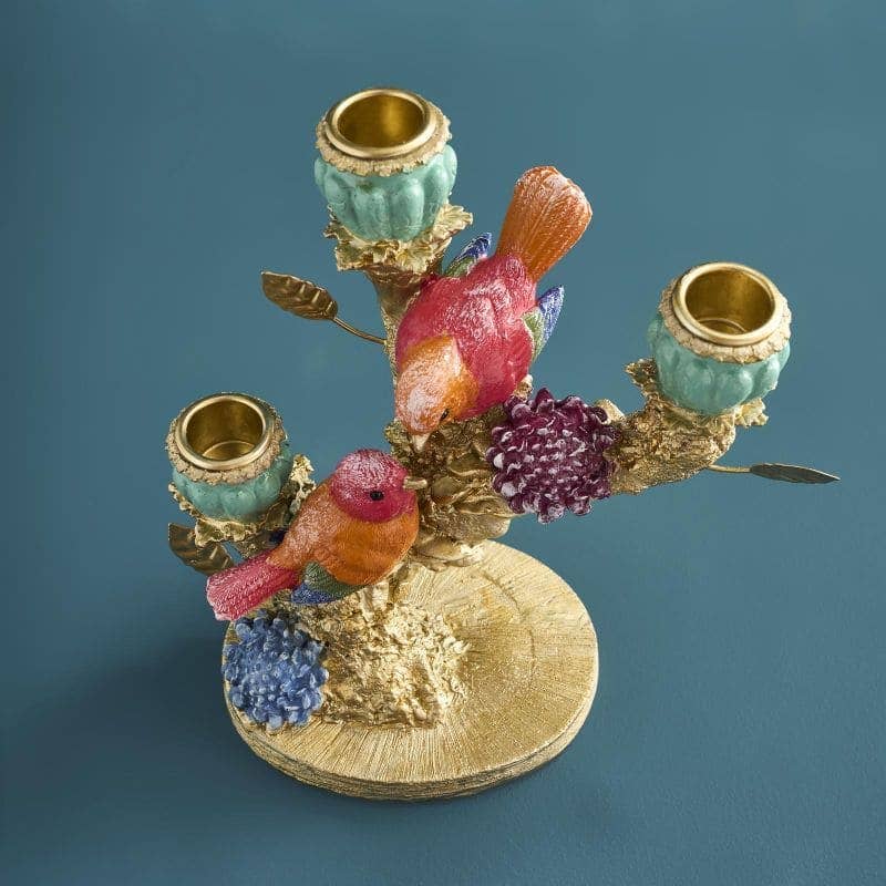 Candelabro Uccellino in poliresina, 22 x 12 x 20 cm