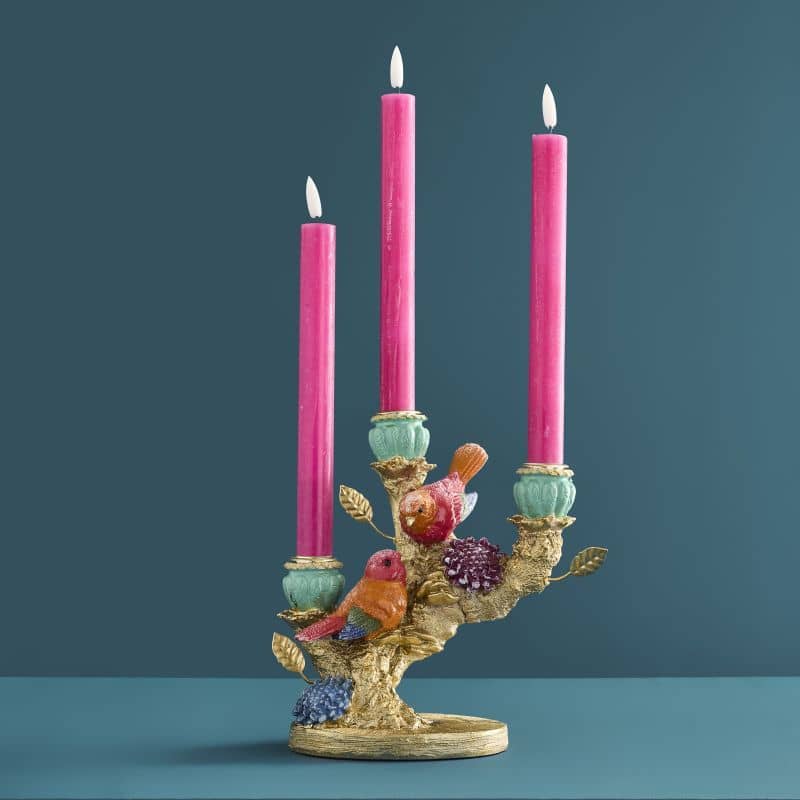 Candelabro Uccellino in poliresina, 22 x 12 x 20 cm