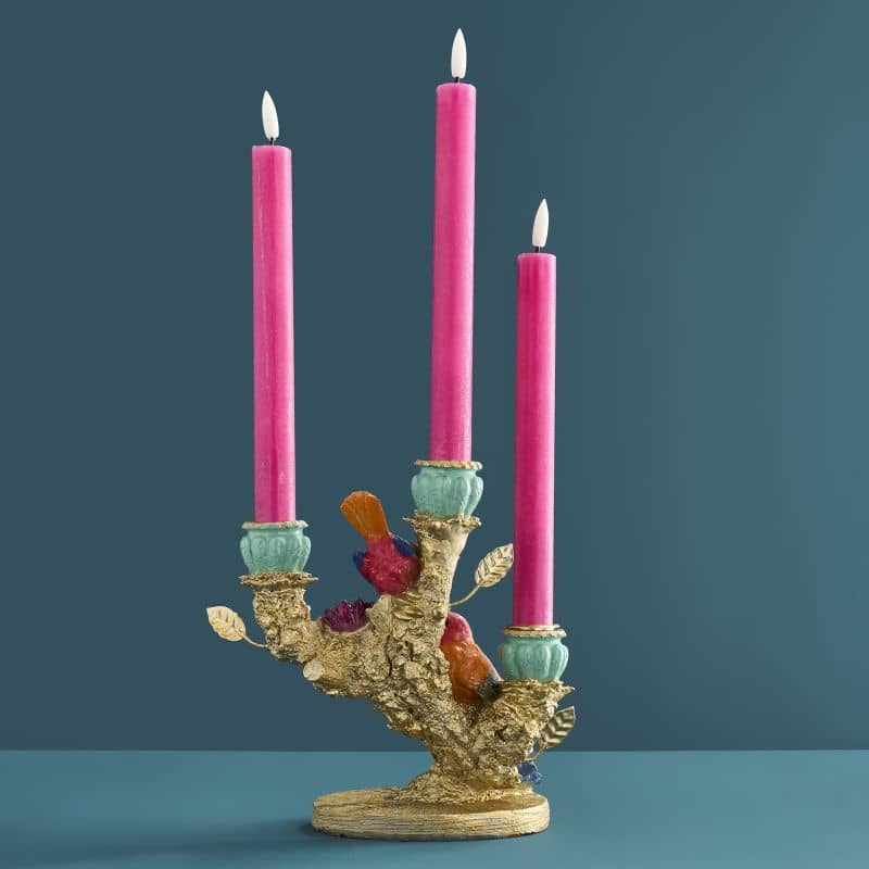 Candelabro Uccellino in poliresina, 22 x 12 x 20 cm