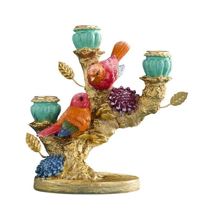 Candelabro Uccellino in poliresina, 22 x 12 x 20 cm